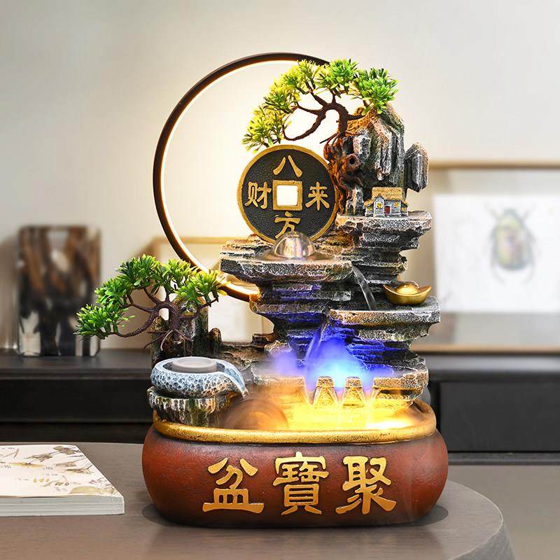 办公室聚宝盆流水摆件循环水假山喷泉生财桌面风水轮乔迁新居礼物,家居饰品,流水摆件,淘宝优惠券,粉丝福利购,淘宝优惠卷