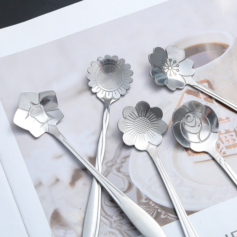 不锈钢樱花勺时尚咖啡勺马克杯勺子办公室搅拌甜品勺婚庆伴手礼