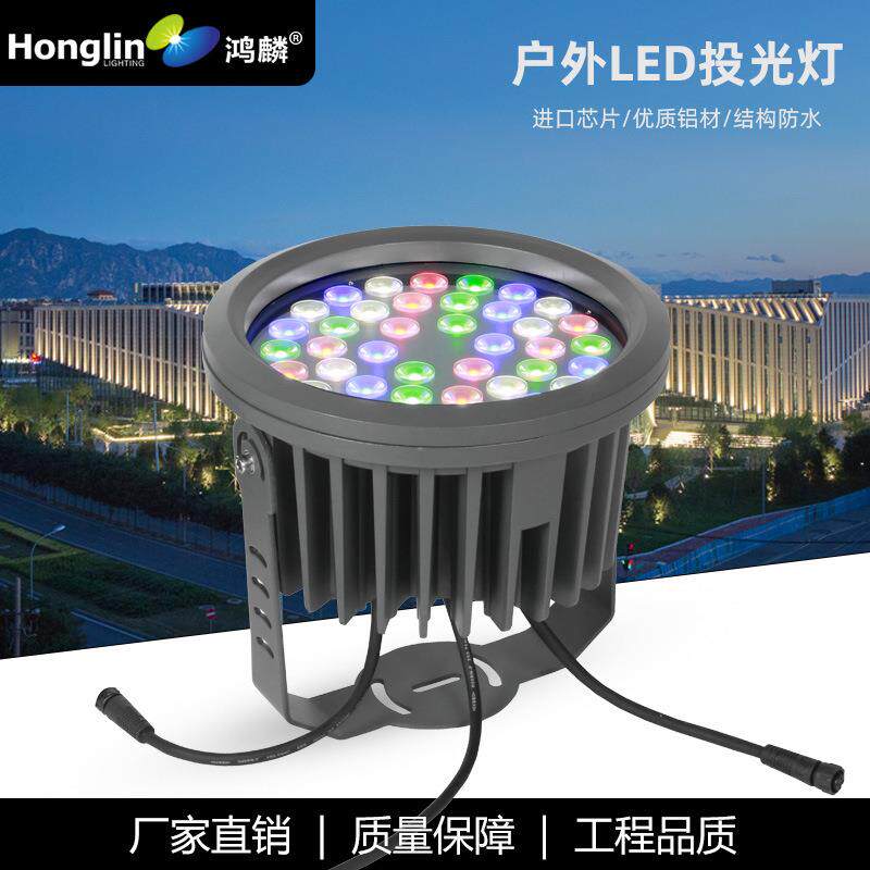 LED圆形投光灯户外防水景观亮化6W18W24W36W72W公园庭院外墙照树