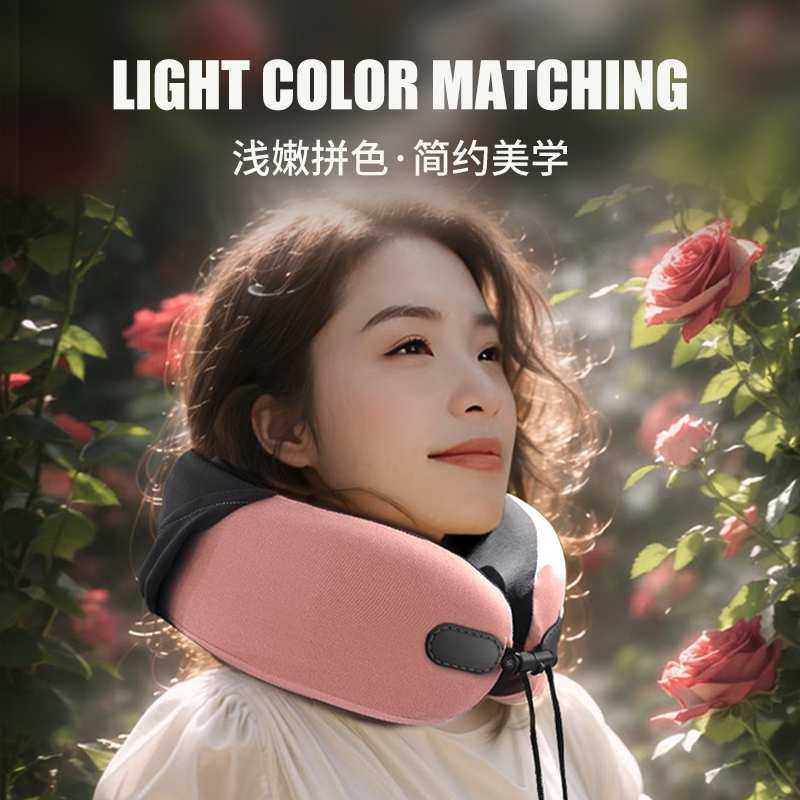 ?u型枕旅行枕连帽护颈便携睡觉坐车支撑性强可收纳夏天记忆