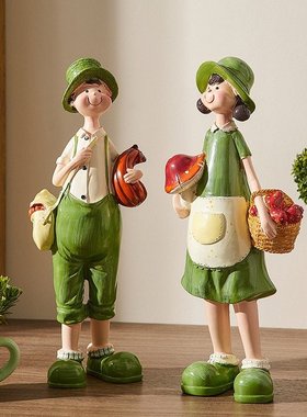 田园风可爱情侣摆件情人节礼物家居卧室床头柜摆设超市货架装饰品