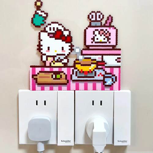 HelloKitty厨房拼豆成品挂件可爱Hello像素少女书包挂饰手工礼物