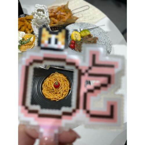 “吃”相框拼豆成品手工像素钥匙扣相框美食拍照可爱书包挂件礼物