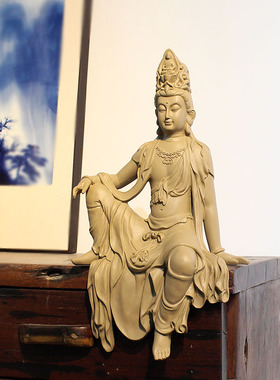 自在观音佛像新中式禅意摆件客厅书房玄关办公室家居软装饰工艺品