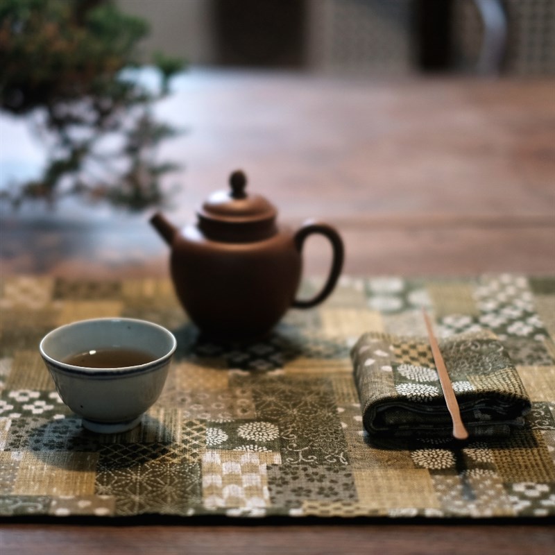 日式花草几何纹棉麻拼布茶席干泡茶台专用茶具席布手工茶桌桌布