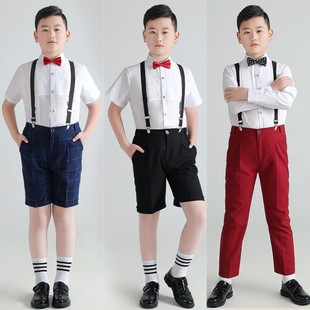 胖男童礼服夏季儿童小主持人服装男孩演出服钢琴比赛演讲西装朗诵