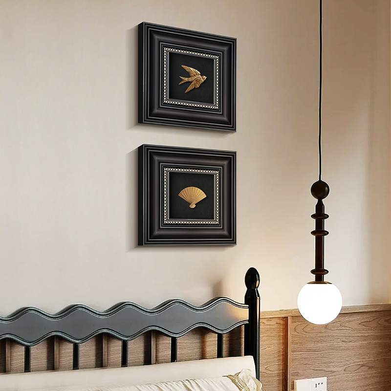 中古装饰画卧室餐厅壁画房间装饰摆画立体燕子实物画小画浮雕小众