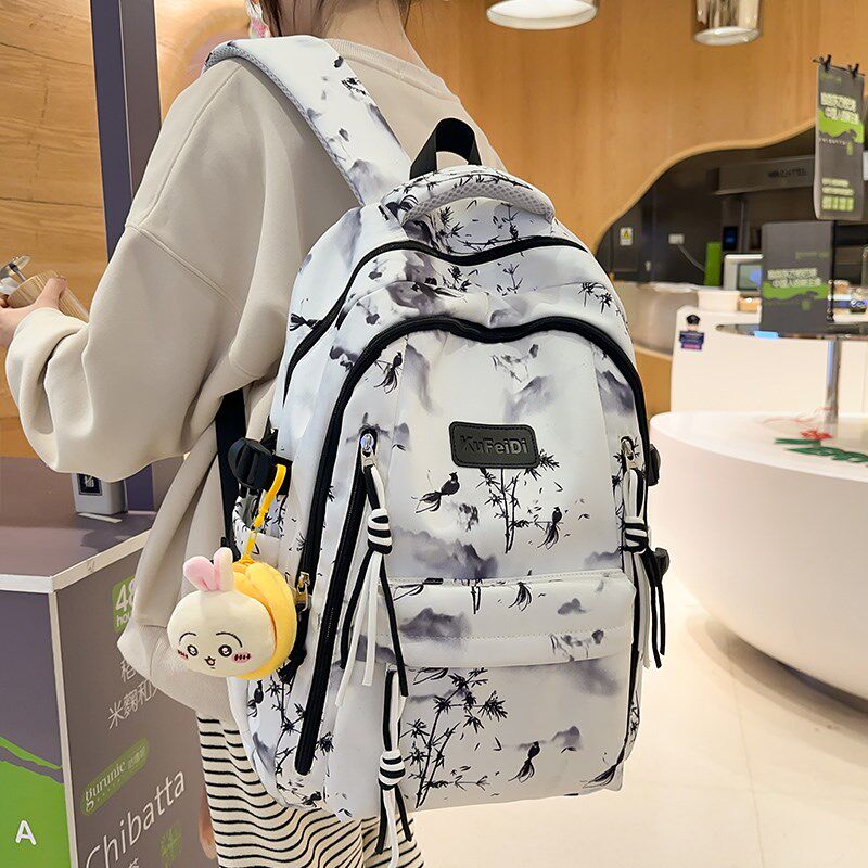 水墨国风书包女初中生高颜值大容量高中小学生双肩包男大学生背包