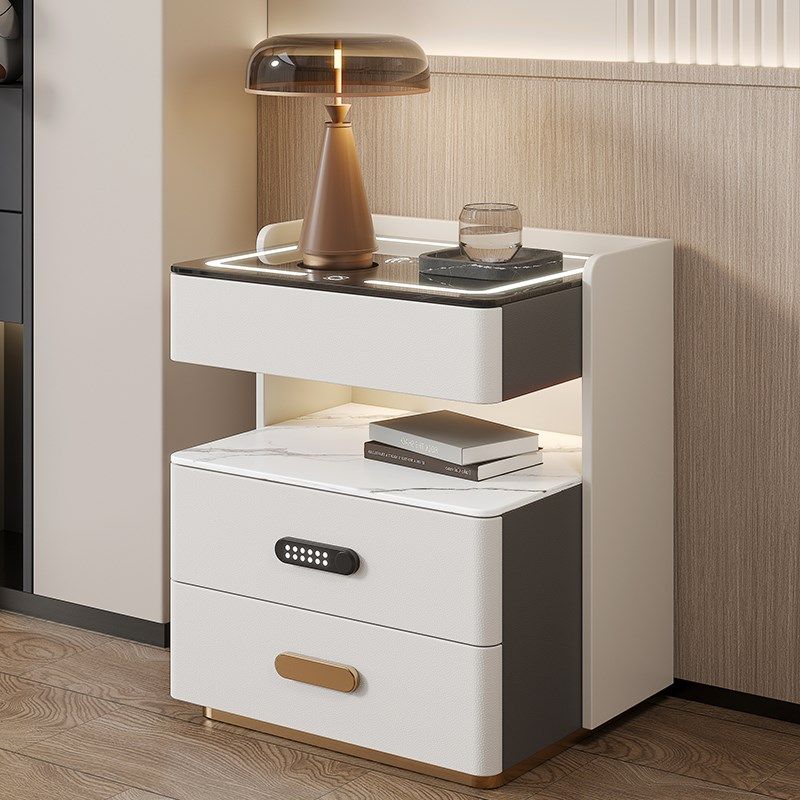 意式轻奢高级感智能床头柜多功能家用卧室岩板储物柜烤漆实木边柜,住宅家具,床头柜,淘宝优惠券,粉丝福利购,淘宝优惠卷