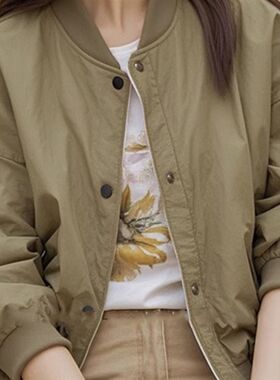 浅绿色棒球服外套女2025新x款爆款秋季高级感小个子短款夹克上衣