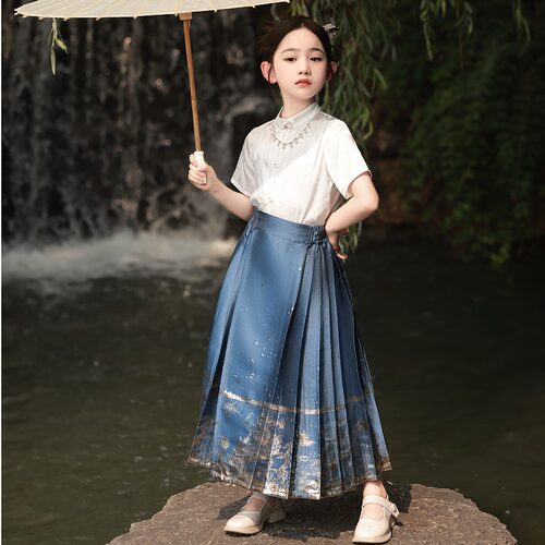 马面裙女童套装中国风日常儿童汉服古装半身裙女宝宝夏季薄款唐装