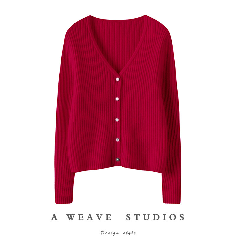 腔调范儿骨感十足!纯羊绒开衫女V领坑条修身短款羊绒毛衣女外套,女装/女士精品,羊绒衫,淘宝优惠券,粉丝福利购,淘宝优惠卷