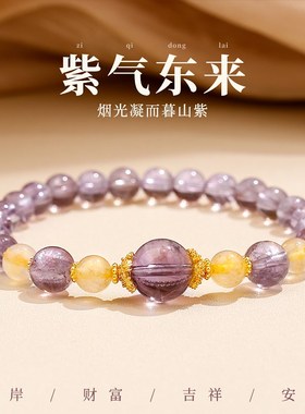 紫水晶手链女款招财转运上岸手串事业财富珠串轻奢小众精致手饰品