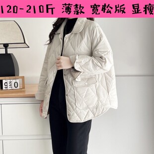 孕妇冬装大码宽松羽绒棉服薄款外套200斤怀孕期轻薄款遮肚子棉衣m