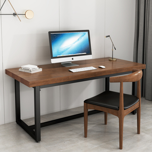 美式 电脑桌实木书桌双人简易松木家用办公桌写字台卧室工作桌 台式