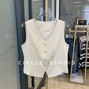 西装 腔调轻奢 V领无袖 立体剪裁挺括有筋骨短款 女小马甲 老钱风