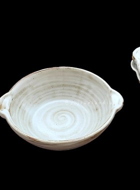 一家小店  笨笨的可爱感 粗陶 胖胖双耳酸奶麦片碗 小食碗 吃饭碗