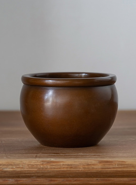 紫铜米缸摆件玄关收纳故宫文创香炉烟灰缸家居客厅办公室桌面装饰