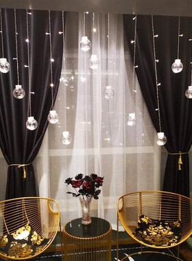 加厚全遮光黑色窗帘布摄影棚会议遮阳幕布阳台挡光落地窗卧室飘窗