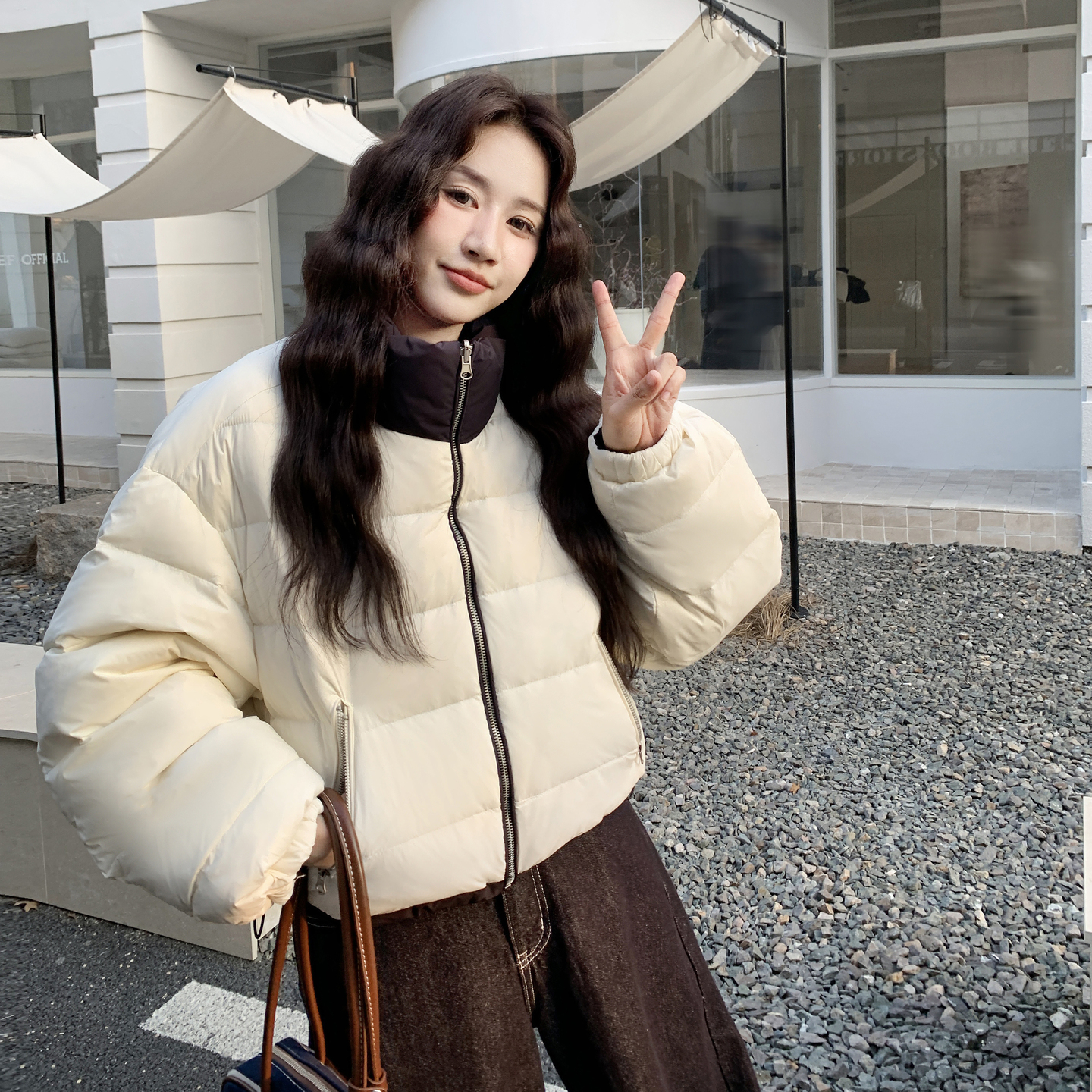 2025【现货冬款】新货立领短拼接羽绒服201-Q263-P255-控378，女装羽绒服，浙宝201