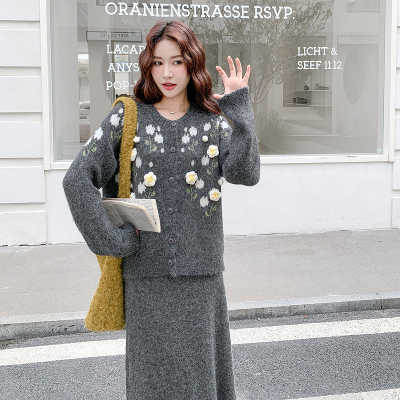2025【现货冬款】新货花朵针织套装201-Q235-P145-控218,女装套装/套裙,浙宝201