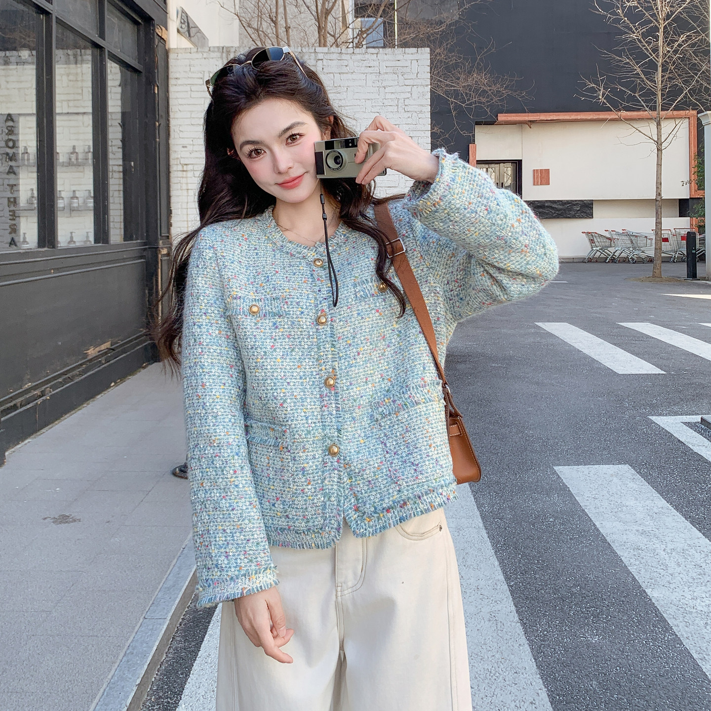 2026【现货春款】新货蓝色小香风短外套201-Q351-P155-控248，女装短外套，浙宝201