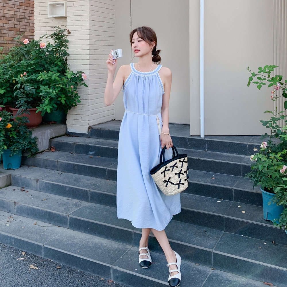 2025【现货夏款】新货挂脖连衣裙201-Q030-P115-控178，女装连衣裙，浙宝201