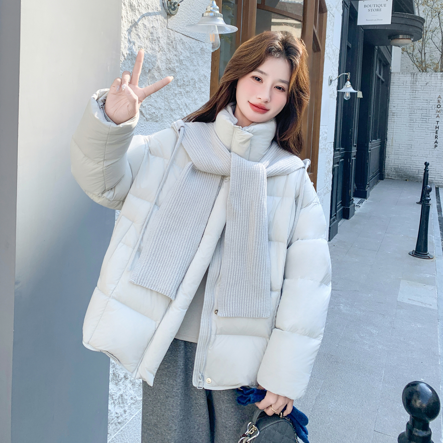 2025【现货冬款】新货针织拼接泡芙外套201-Q310-P275-控418，女装羽绒服，浙宝201