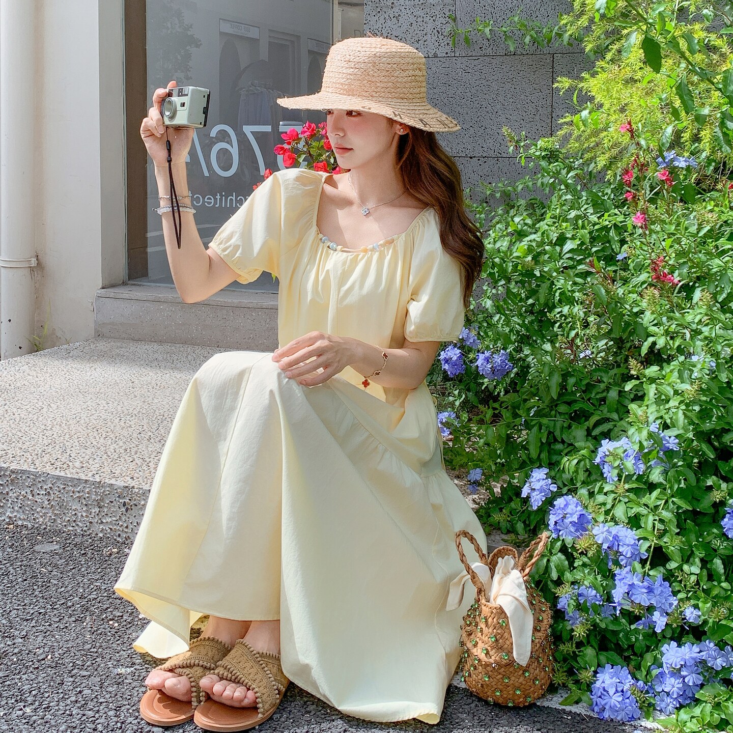 2025【现货夏款】新货方领连衣裙201-Q081-P125-控188,女装连衣裙,浙宝201