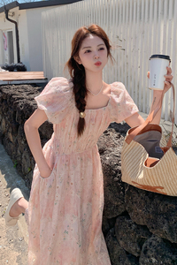 2025【现货夏款】新货法式连衣裙碎花201-Q059-P135-控198图片