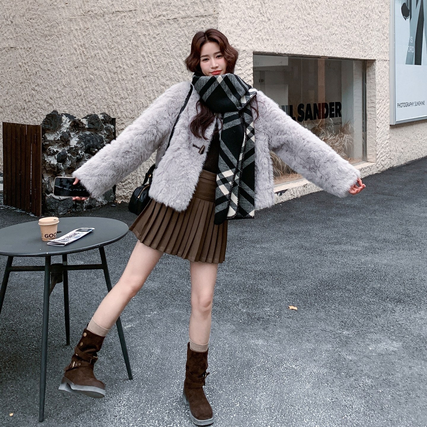 2025【现货冬款】新货灰色千金毛绒外套201-Q305-P175-控258,女装毛呢外套,浙宝201