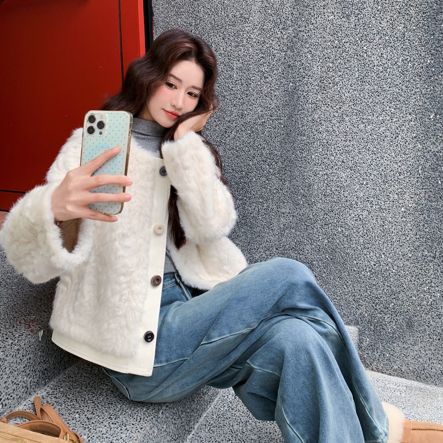 2025【现货冬款】新货皮毛一体毛绒外套201-Q306-P185-控278,女装短外套,浙宝201