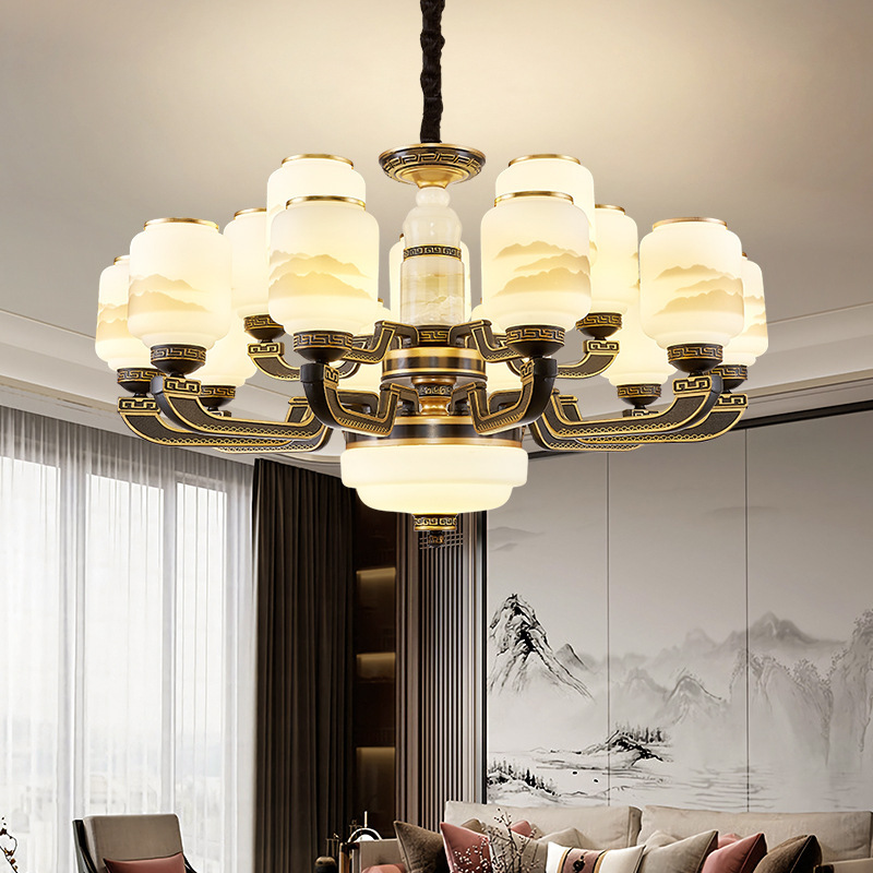 新中式吊灯客厅主灯仿古中国风餐厅卧室灯锌合金别墅大厅国潮风