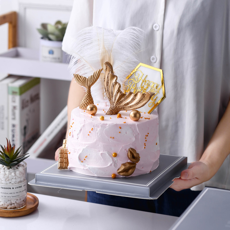 透明生日蛋糕盒包装盒子6寸8寸10寸12寸手提加高双层定制网红气球