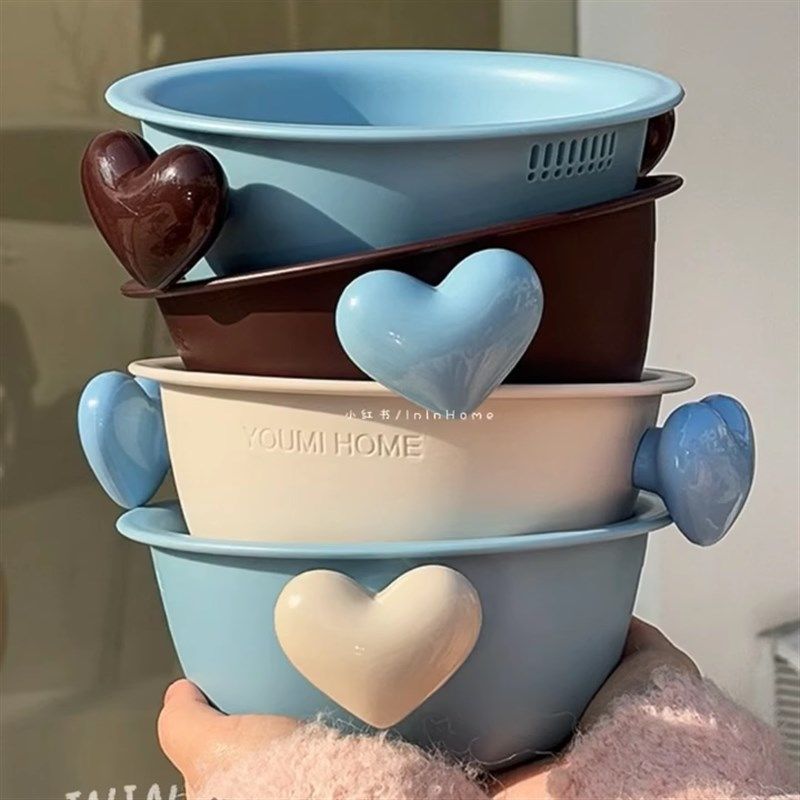 多巴胺洗菜盆沥水篮新款爱心把手双层水果篮多功能厨房客厅水果盘,餐饮具,果盆/果盘/果篮,淘宝优惠券,粉丝福利购,淘宝优惠卷