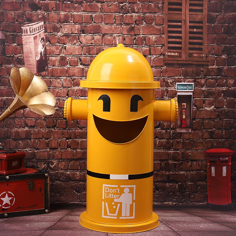 美式消防栓卡通分类垃圾桶u铁艺幼儿园奶茶店户外公园复古大收纳