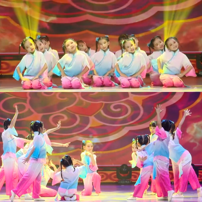 踩花棚儿c童舞蹈服小荷风采月愿六一民族风古典舞女秧歌舞演出服