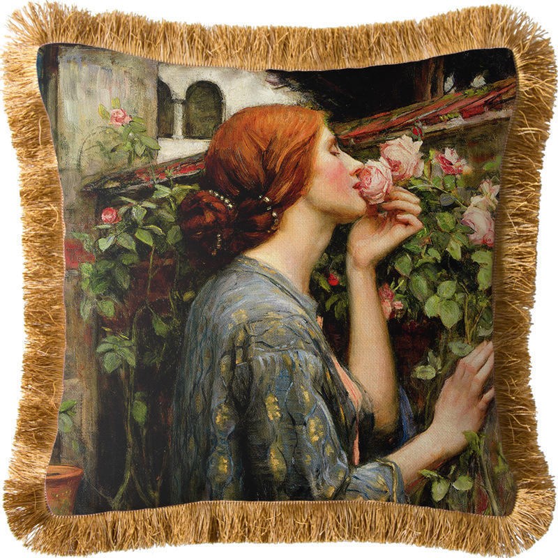 美式田园复古艺术客厅沙发抱枕靠轻奢I流苏靠枕汽车靠背卧室枕套