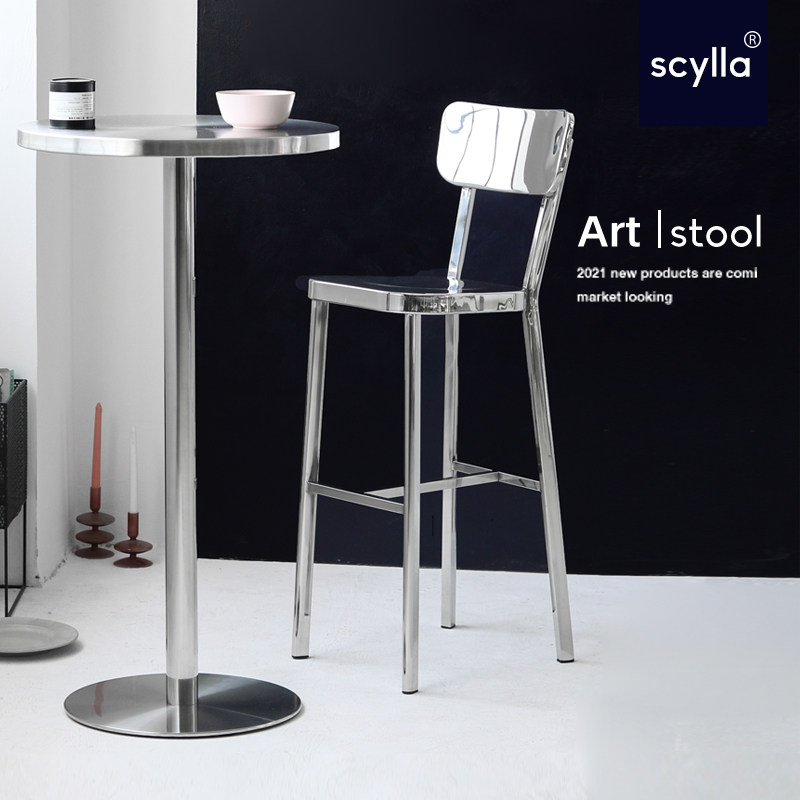 吧台椅现代简约吧台高脚凳家用吧椅不锈钢酒吧椅靠背户外高脚椅子