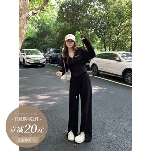 我是你的cc阿 汉南洞~r胖mm休闲套装女秋季运动开叉裤显瘦卫衣外