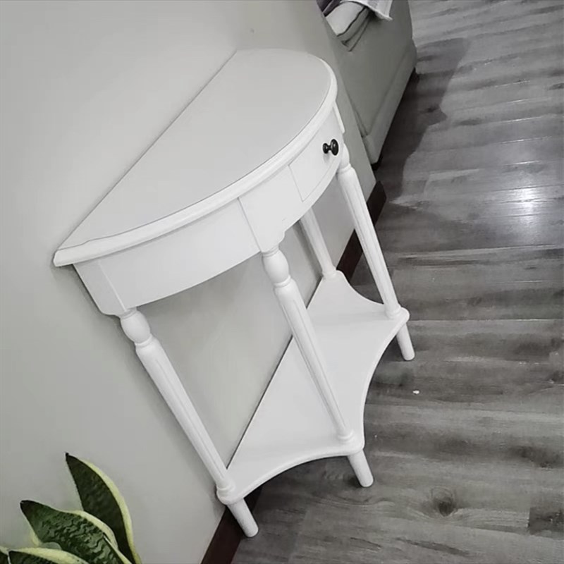 美式实木半圆弧形靠墙玄关桌子入户过道玄关隔断柜简约现代玄关台