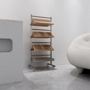 服装店衣架收纳架不锈钢衣架整理神器多层落地式可移动挂衣撑架子