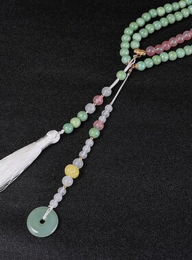厂家批发新中式国风斜挎链渐变纹路珠长款时尚百搭项链旗袍配饰品