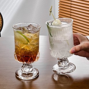 法式宫廷高脚杯小众设计玻璃杯红酒杯果酒杯果汁杯咖啡杯饮品杯子