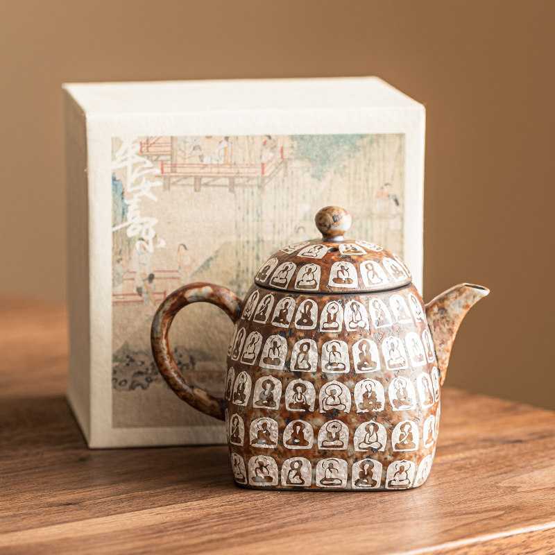 极素鎏银万佛四方壶家用小型茶壶单壶中式复古茶具陶瓷功夫泡茶器,餐饮具,茶壶,淘宝优惠券,粉丝福利购,淘宝优惠卷