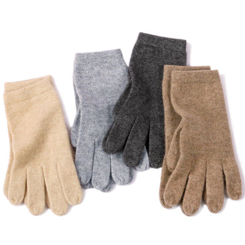 内蒙古纯羊绒针织l手套女士秋冬薄款保暖防寒时尚手工毛线分指手