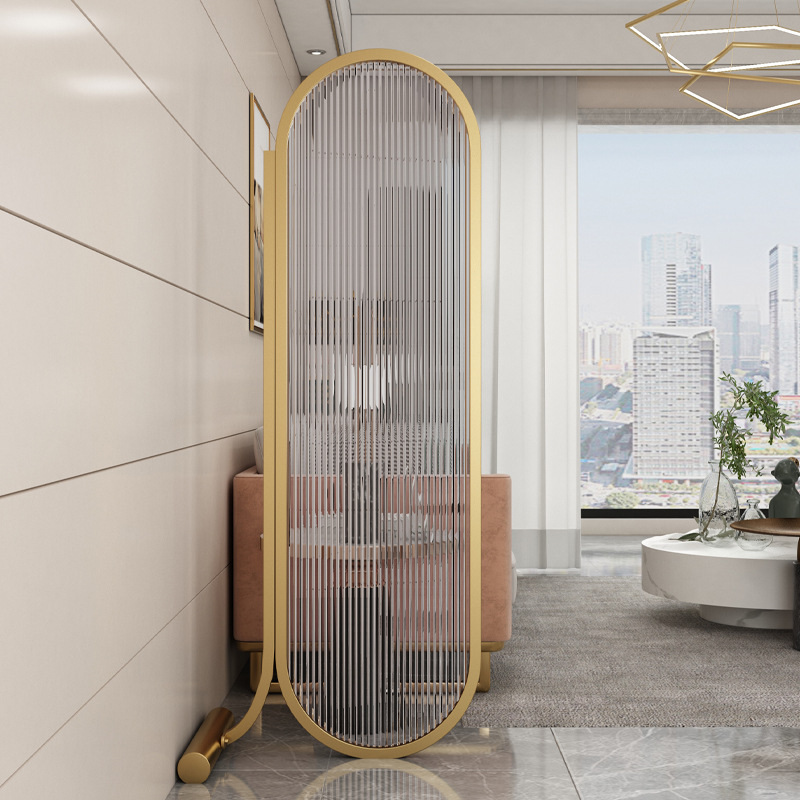 现代简约铁艺屏风落地小户型家用客厅隔断进门遮挡移动玄关装饰