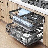 唯纳厨卫纳米干镀碗碟篮三层抽中抽碗架沥水盘橱柜篮 小额