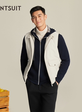 WANTSUIT米白色薄款立领马甲商务休闲叠穿外搭通勤老钱美式复古风