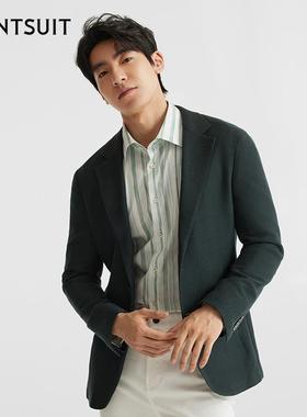WANTSUIT秋冬墨绿色弹力休闲塔罗单西上衣外套男士新款穿搭商务潮